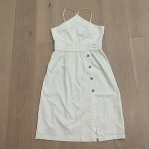 Banana Republic Factory White Spaghetti Strap Button Midi Dress